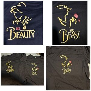 His Beauty Her Beast Couple T-Shirts men Sz Lg, women Sz M